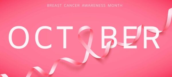 Poster with realistic pink ribbon. Symbol of national breast canser awareness month in october. Vector Real Stories and Practical Support for Breast Cancer Thrivers